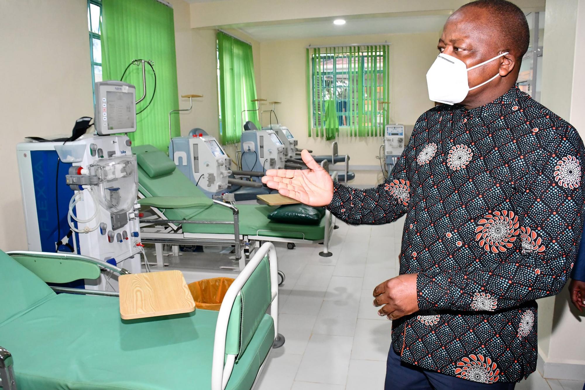 GOVERNOR KIRAITU LAUDED BY HEALTH MINISTER MUTAHI KAGWE FOR NEW TOP NOTCH FACILITIES AT THE COUNTYS LEADING HOSPITAL.