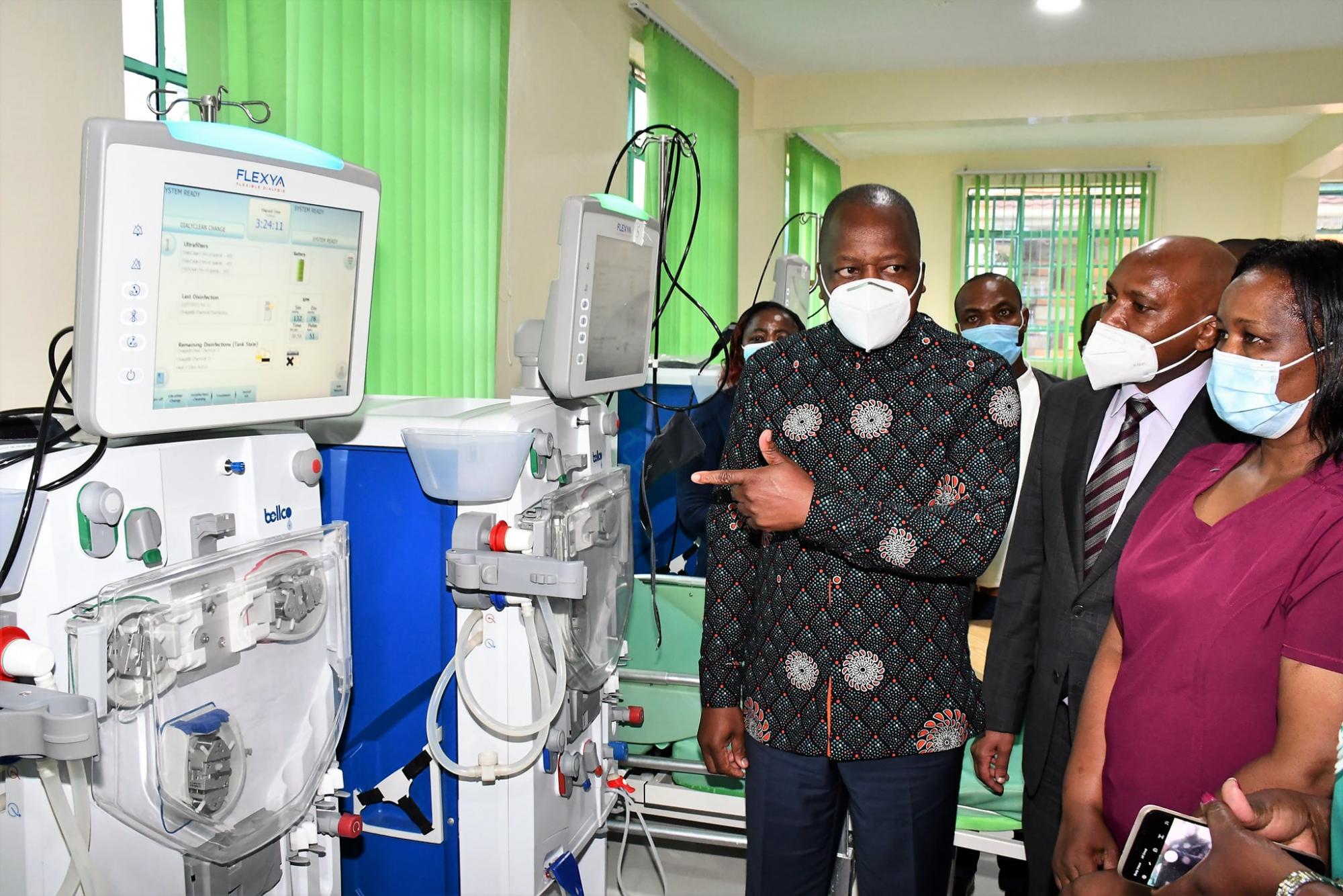GOVERNOR KIRAITU LAUDED BY HEALTH MINISTER MUTAHI KAGWE FOR NEW TOP NOTCH FACILITIES AT THE COUNTYS LEADING HOSPITAL.