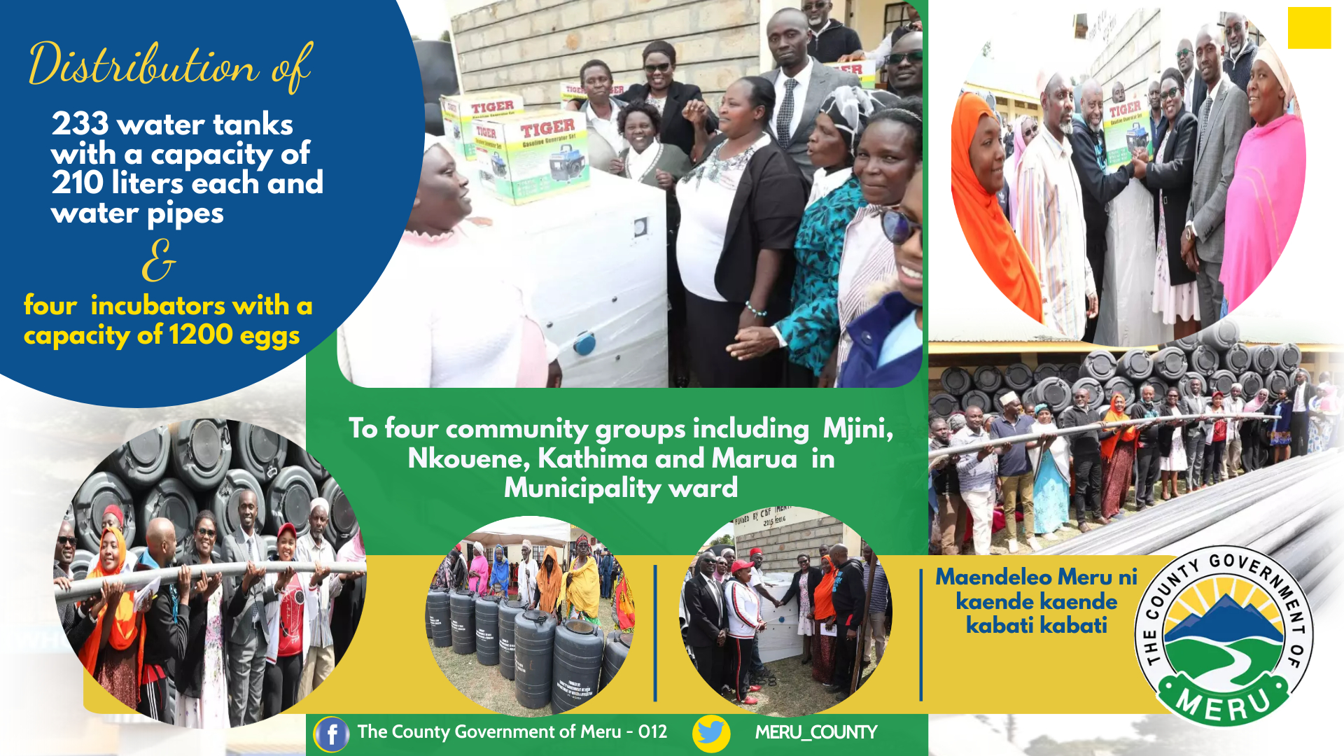 Meru County Government's vision is to ensure Sustainable Development for Meru County.