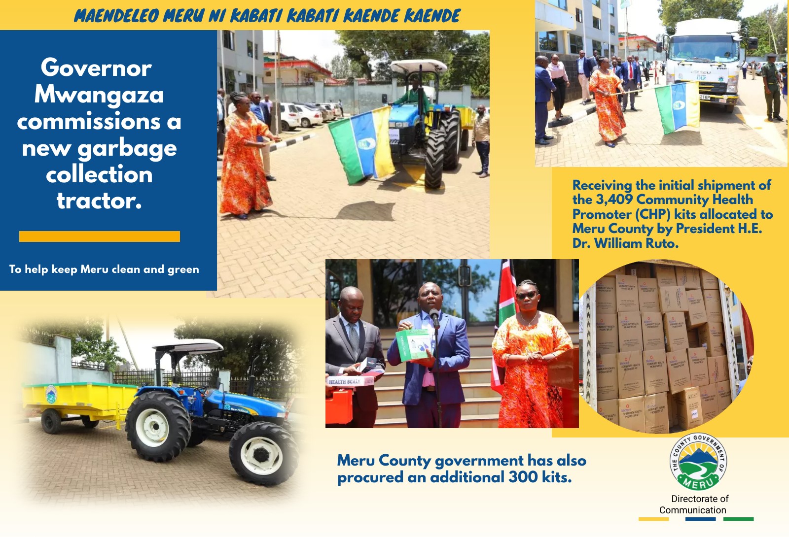 Governor Mwangaza Commissions A New Garbage Collection Tractor.