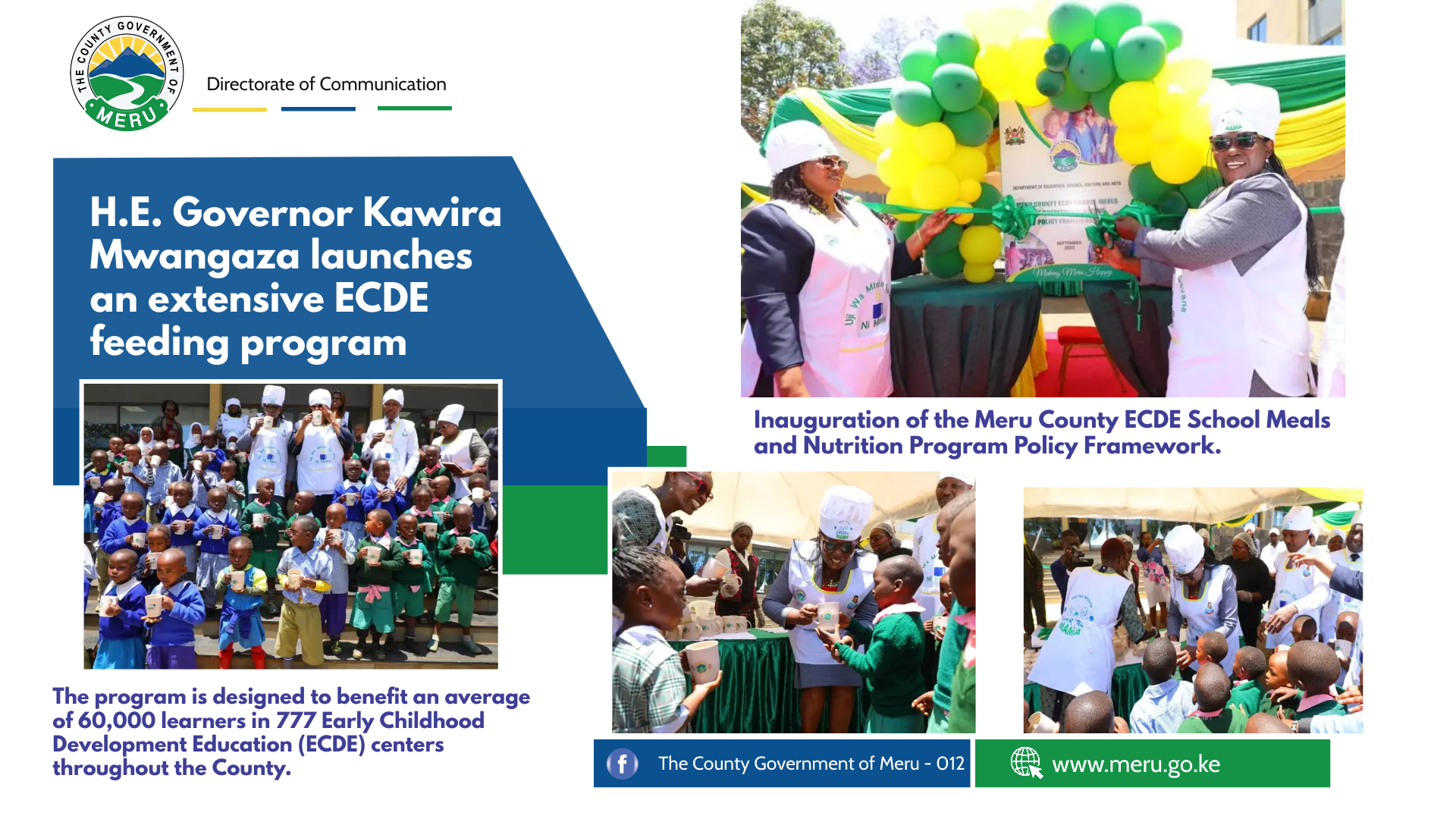 H.e. Governor Kawira Mwangaza Launches An Extensive Ecde Feeding Program