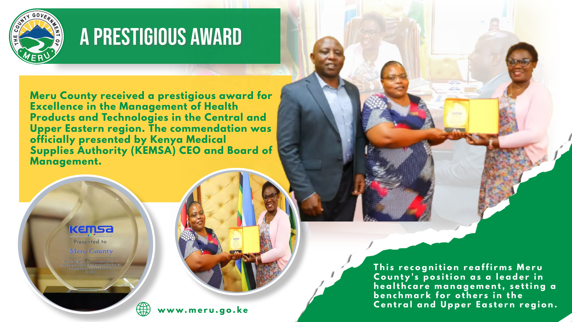 Meru County Clinches Prestigious Award For Health Product And Technology Management Excellence In Central And Upper Eastern Region