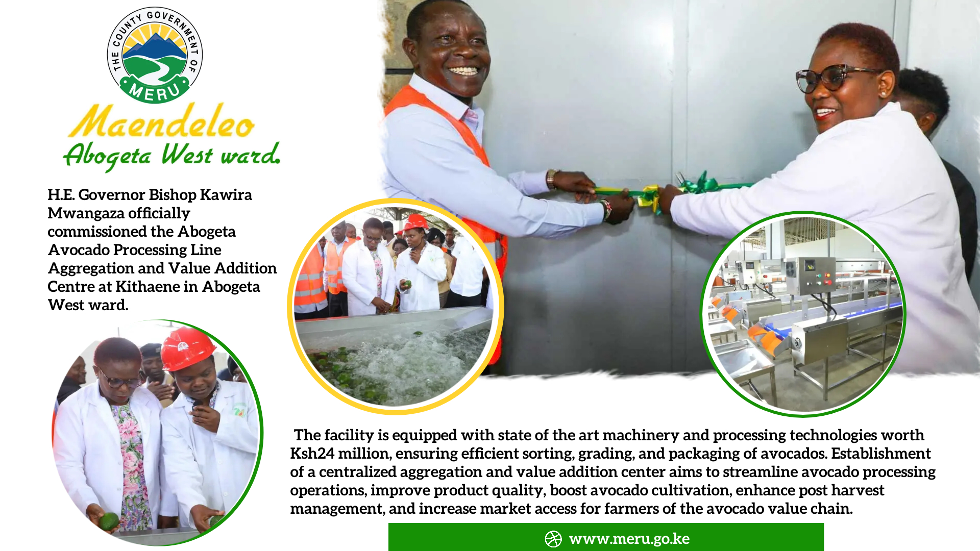 Commissioning Of Abogeta Avocado Processing Line Aggregation And Value Addition Centre By H.E Governor Bishop Kawira Mwangaza In Kithaene, Abogeta West Ward.