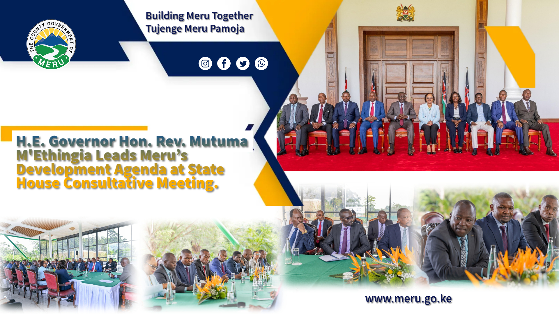 H.E. Governor Hon. Rev. Mutuma M'Ethingia Joins Regional Leaders at State House to Drive Development Agenda for Meru.