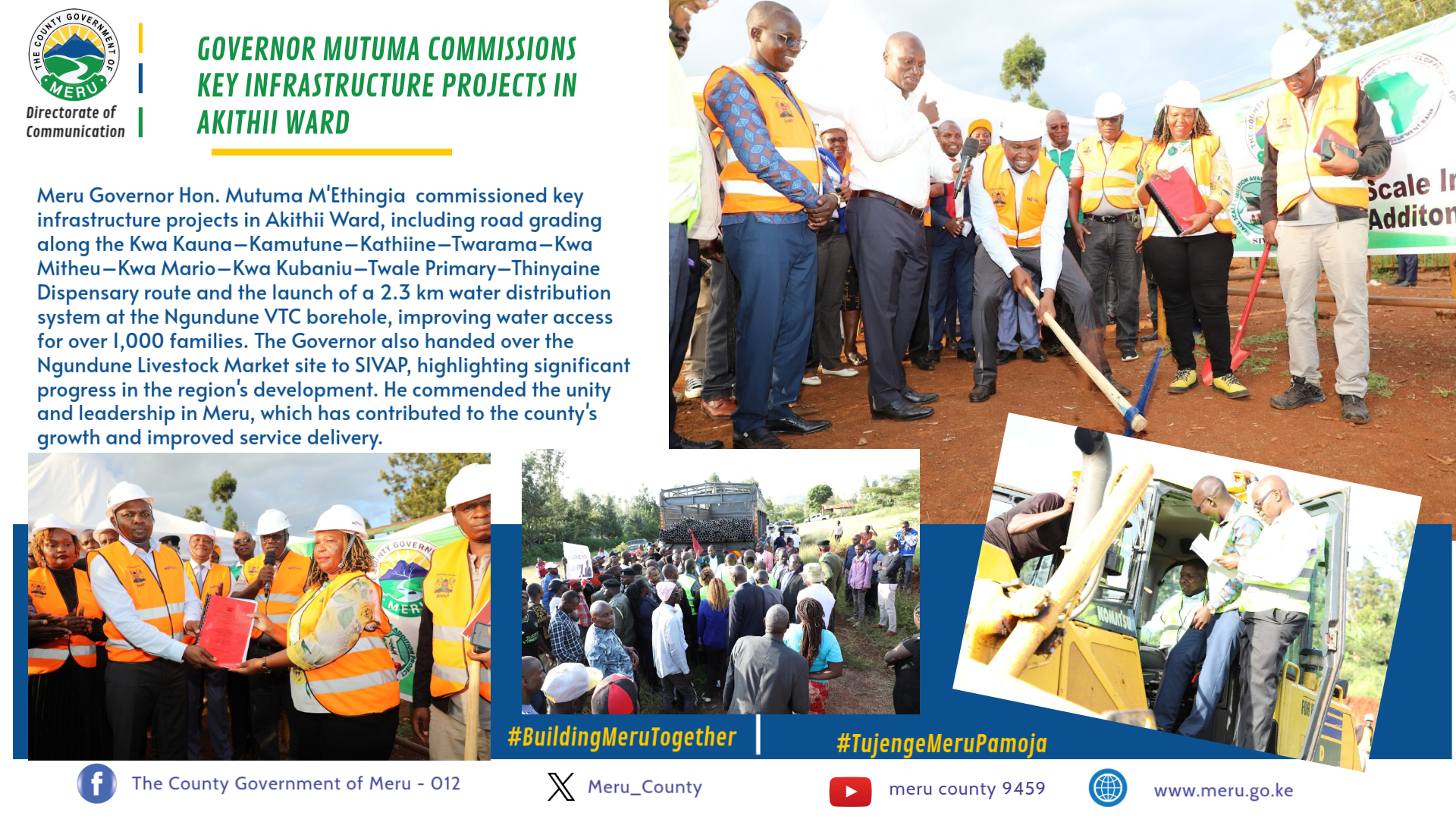 GOVERNOR MUTUMA COMMISSIONS KEY INFRASTRUCTURE PROJECTS IN AKITHII WARD.