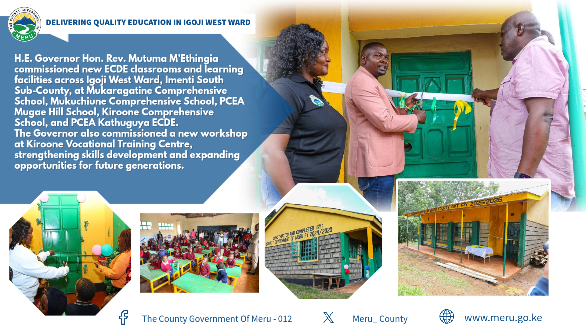 Governor Mutuma MEthingia Commissions New ECDE Classrooms in Igoji West.