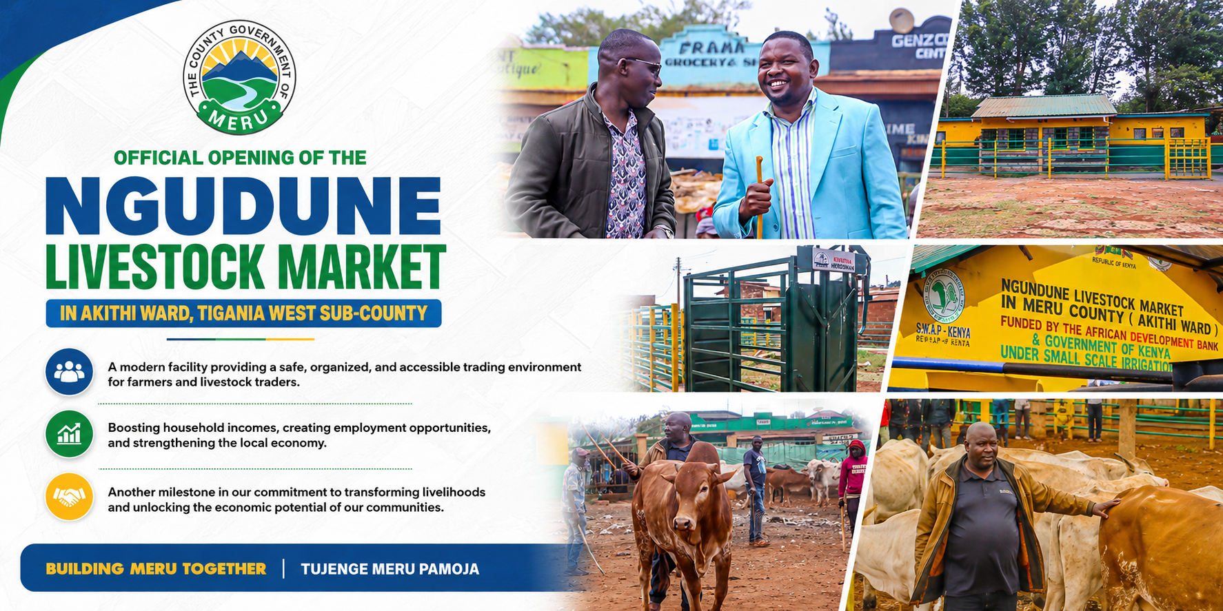 H.E. Governor Rev. Mutuma M'Ethingia Officially Opens Modern Ngudune Livestock Market in Akithi Ward